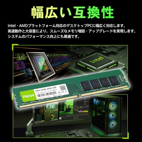 Hanye 16GB SO-DIMM メモリ 2枚セット Hanye デスクトップPC用メモリ PC4-25600(DDR4-3200) 32GB(16GBx2枚